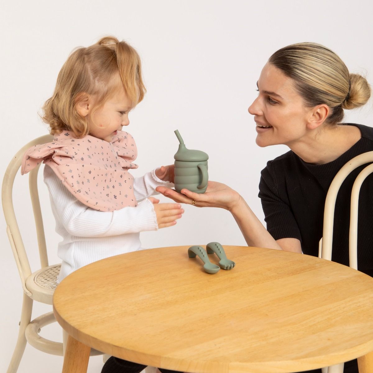 All4ella Silicone Sippy Cup with Straw - Olive for baby and toddler starting solids and baby led weaning. MOD & TOD