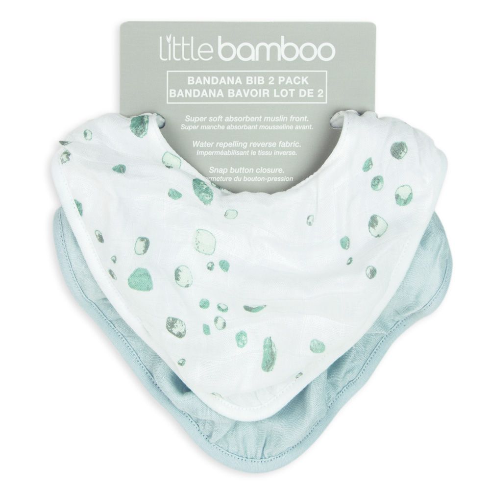 Little Bamboo Muslin Bib 2Pk - Whisper | Baby Bandana Bib | modandtod.com