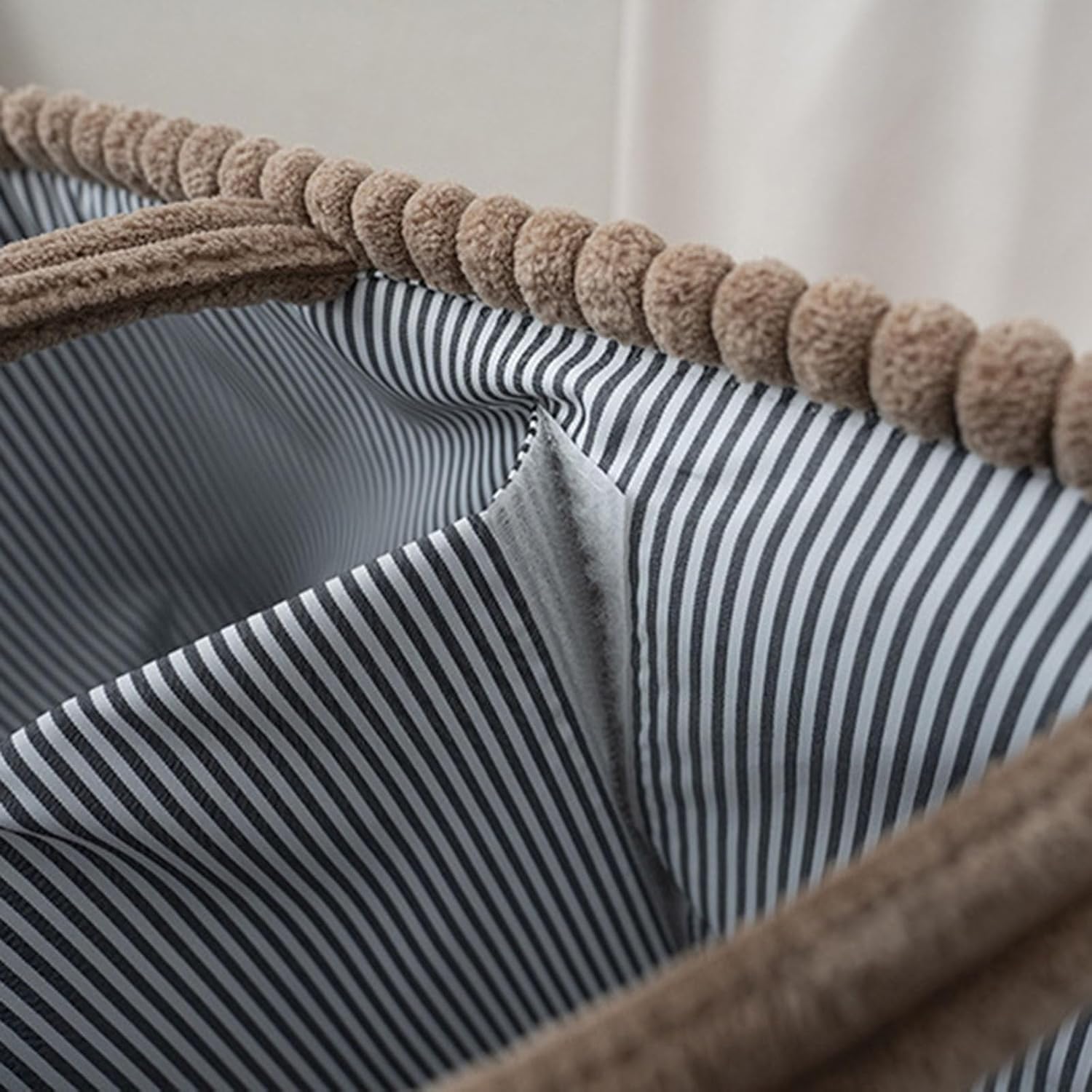 Mocha corduroy baby nappy caddy with striped lining and removable dividers by River & Oak Trading at modandtod.com