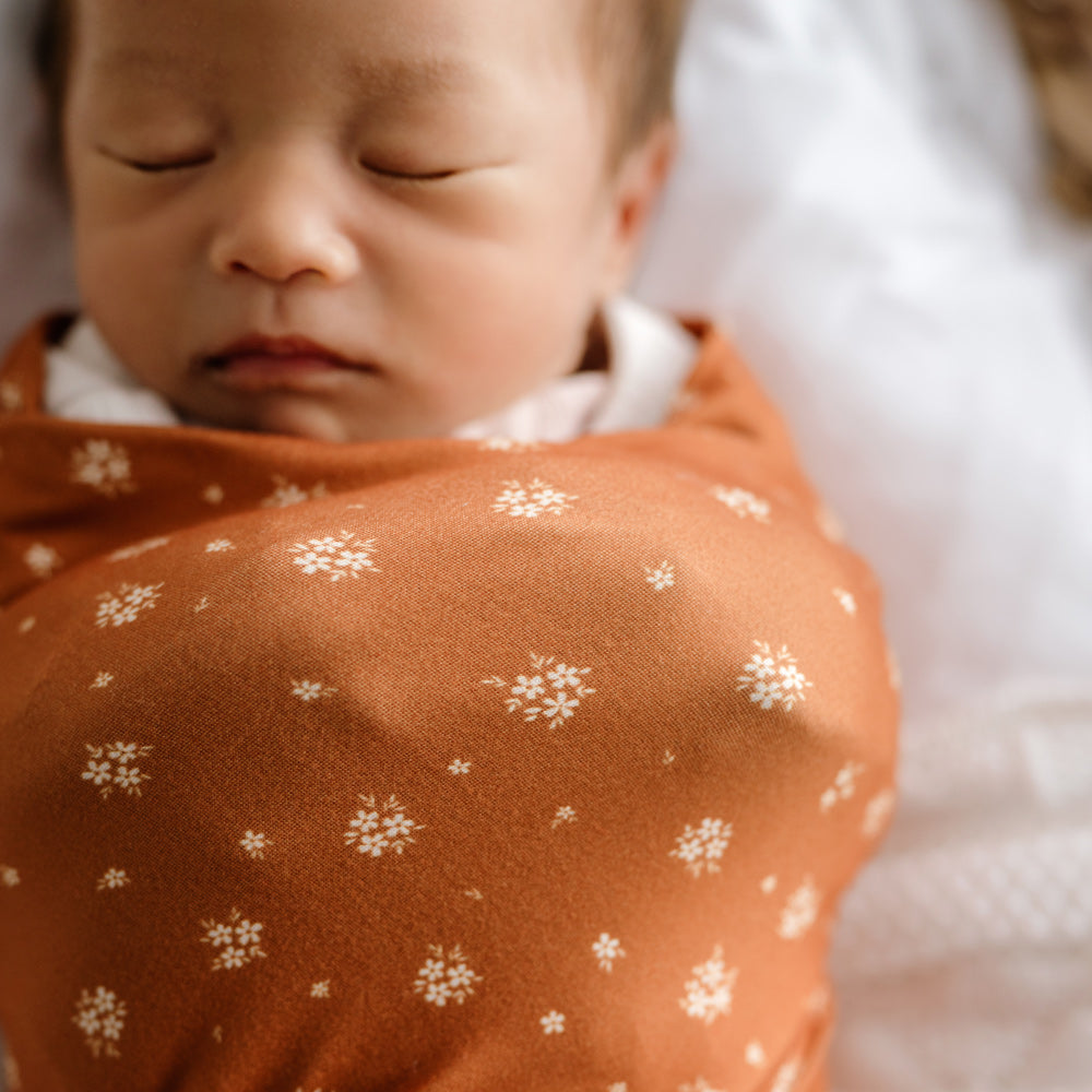 MOD AND TOD Baby Stretchy Swaddle | Honey Blossom | Organic Cotton | modandtod.com
