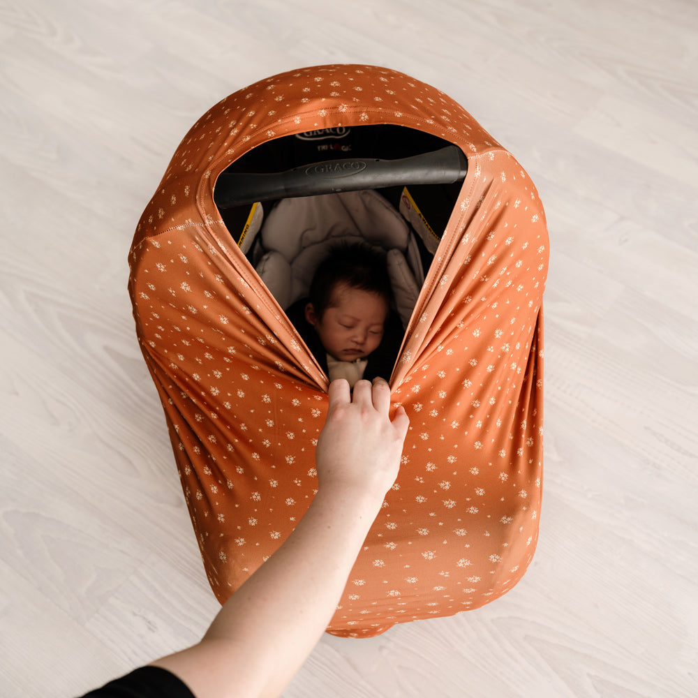 5 in 1 Multi Use Cover - Honey Blossom - Capsule Cover, Highchair Cover, Shopping Trolley Cover, Breastfeeding Cover, Nursing Scarf - modandtod.com