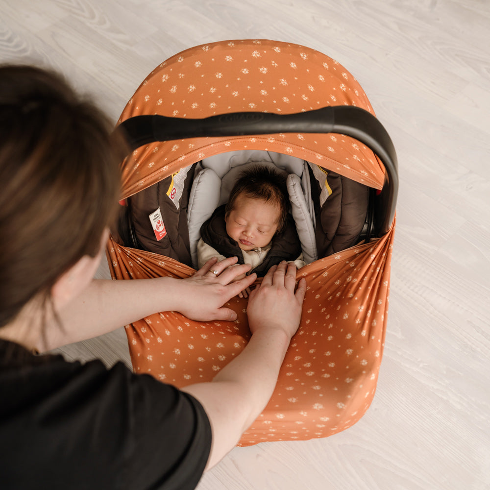 5 in 1 Multi Use Cover - Honey Blossom - Capsule Cover, Highchair Cover, Shopping Trolley Cover, Breastfeeding Cover, Nursing Scarf - modandtod.com