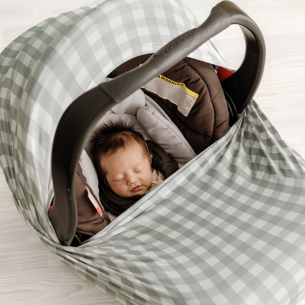 5 in 1 Multi Use Cover - Sage Gingham - Capsule Cover, Highchair Cover, Shopping Trolley Cover, Breastfeeding Cover, Nursing Scarf - modandtod.com