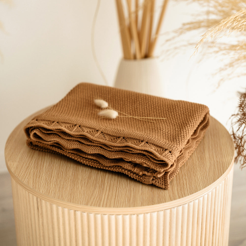 MOD AND TOD Baby Heirloom Blanket | Scalloped Edge - Cinnamon - Organic Cotton | www.modandtod.com