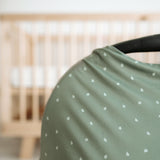 5 in 1 Multi Use Cover - Earthy Sage - Capsule Cover, Highchair Cover, Shopping Trolley Cover, Breastfeeding Cover, Nursing Scarf - modandtod.com