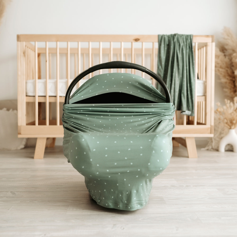 5 in 1 Multi Use Cover - Earthy Sage - Capsule Cover, Highchair Cover, Shopping Trolley Cover, Breastfeeding Cover, Nursing Scarf - modandtod.com
