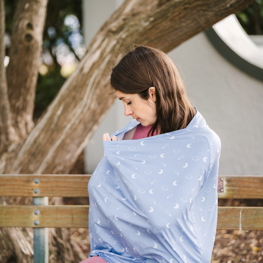 5 in 1 Multi Use Cover - Galaxy Quest - Capsule Cover, Highchair Cover, Shopping Trolley Cover, Breastfeeding Cover, Infinity Scarf | modandtod.com