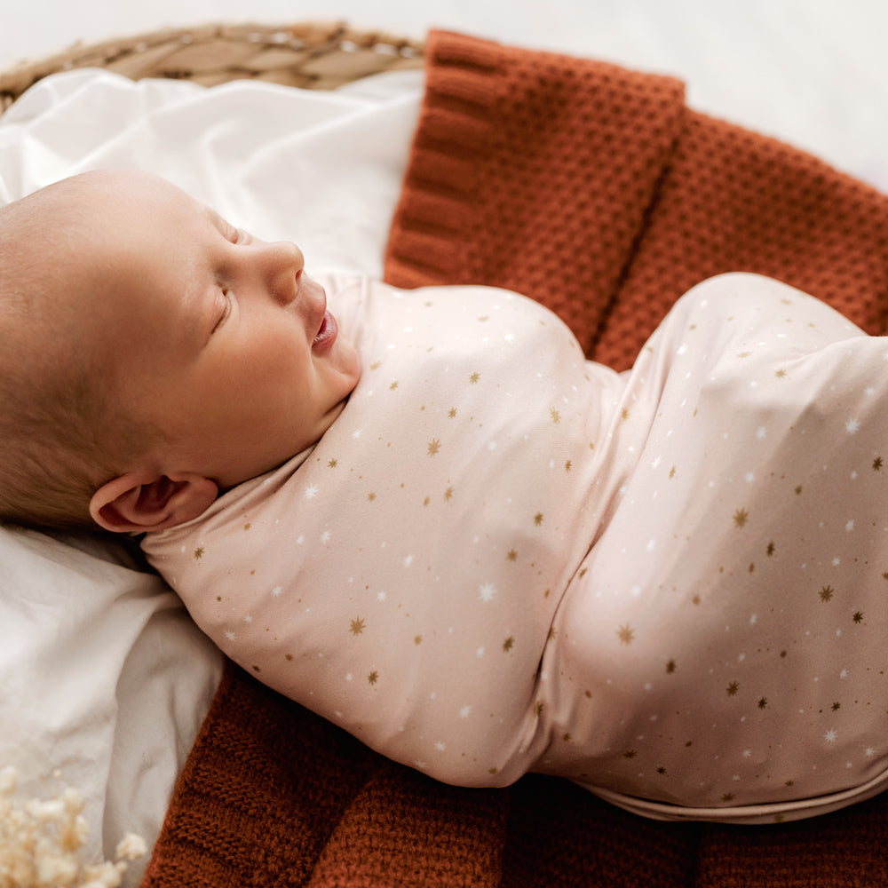 MOD AND TOD Baby Stretchy Swaddle | Starlit Pink modandtod.com