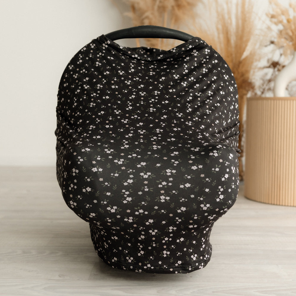 5 in 1 Multi Use Cover - Midnight Bloom - Capsule Cover, Highchair Cover, Shopping Trolley Cover, Breastfeeding Cover, Nursing Scarf - modandtod.com