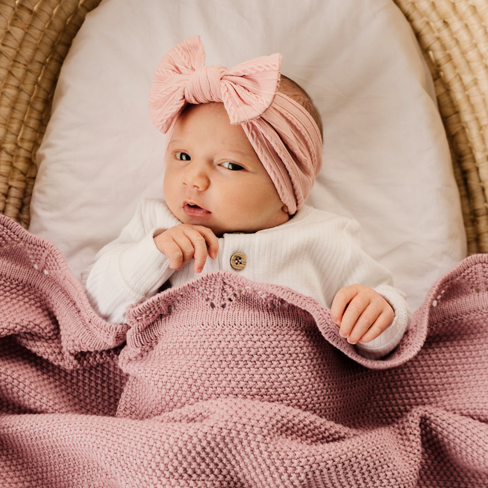 MOD & TOD Heirloom Blanket | Scalloped Edge - Rose Quartz | Organic Cotton Blanket for Baby | modandtod.com