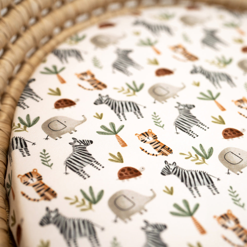 MOD AND TOD Baby Fitted Bassinet Sheet & Change Mat Cover | Savanna | modandtod.com