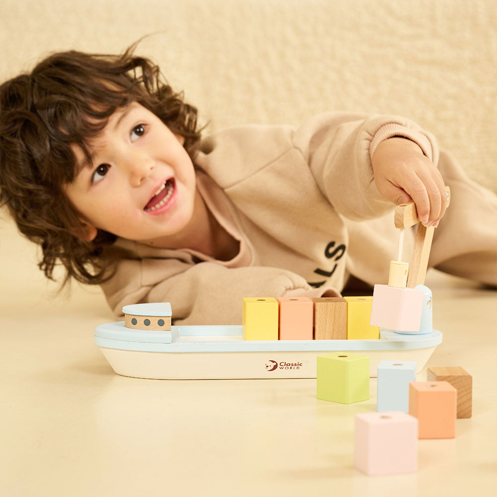 Classic World Block Boat for toddlers. MOD & TOD