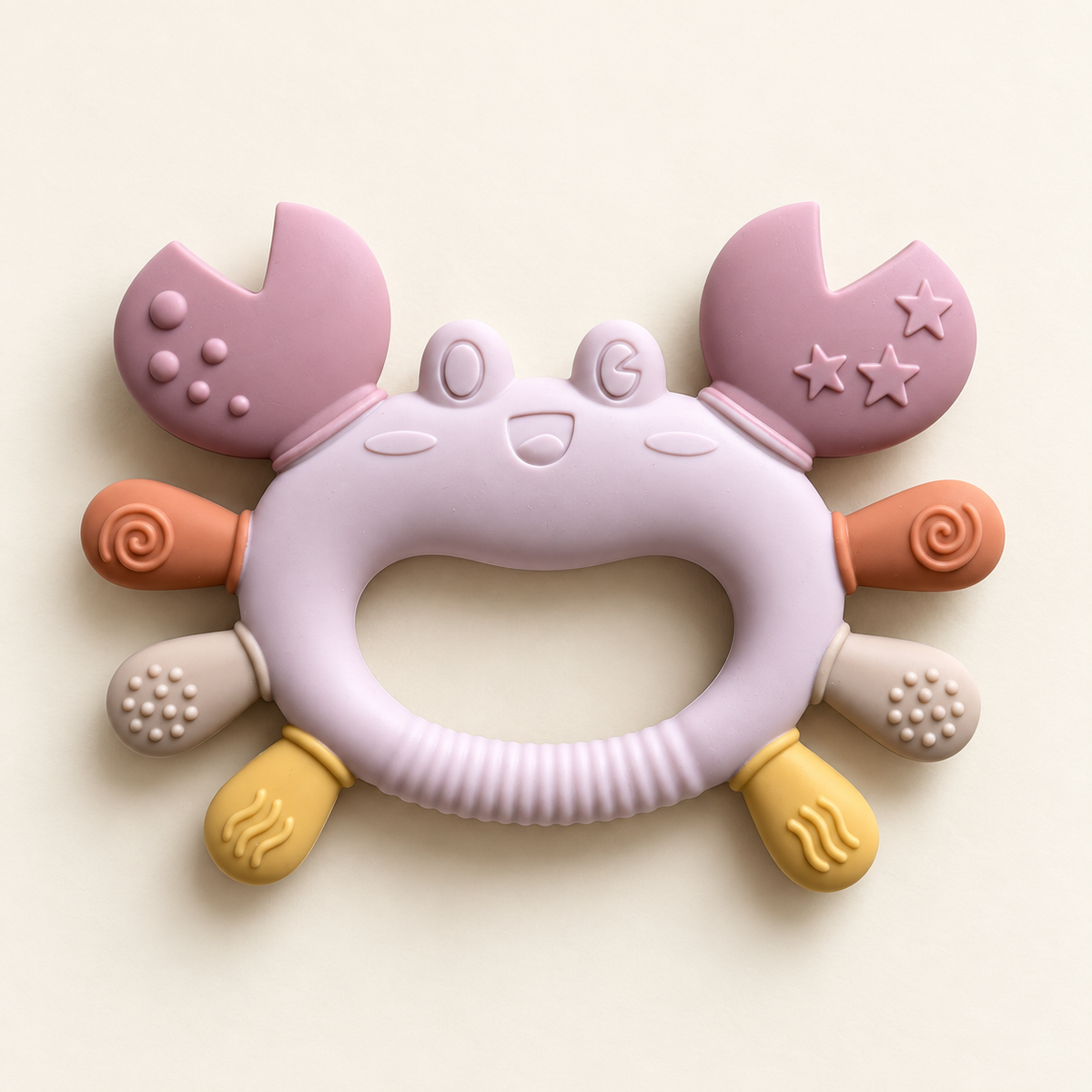River & Oak Trading Cleo the Crab Silicone Teether | Silicone Teething Toy for Baby | modandtod.com