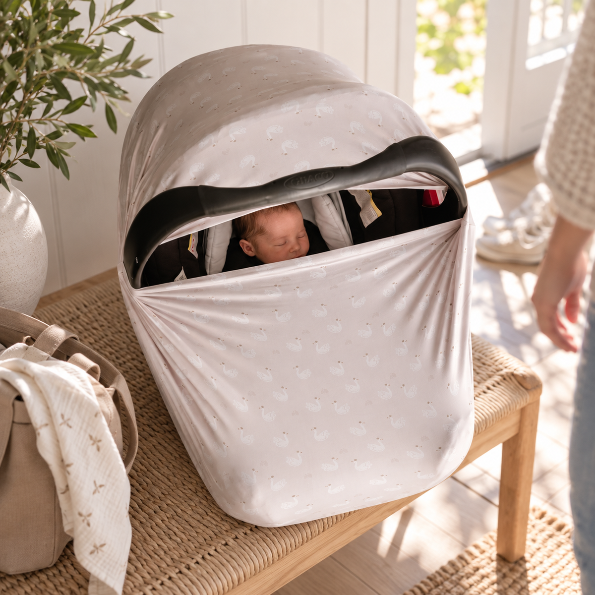 5 in 1 Multi Use Cover - Swan Princess - Capsule Cover, Highchair Cover, Shopping Trolley Cover, Breastfeeding Cover, Nursing Scarf - modandtod.com