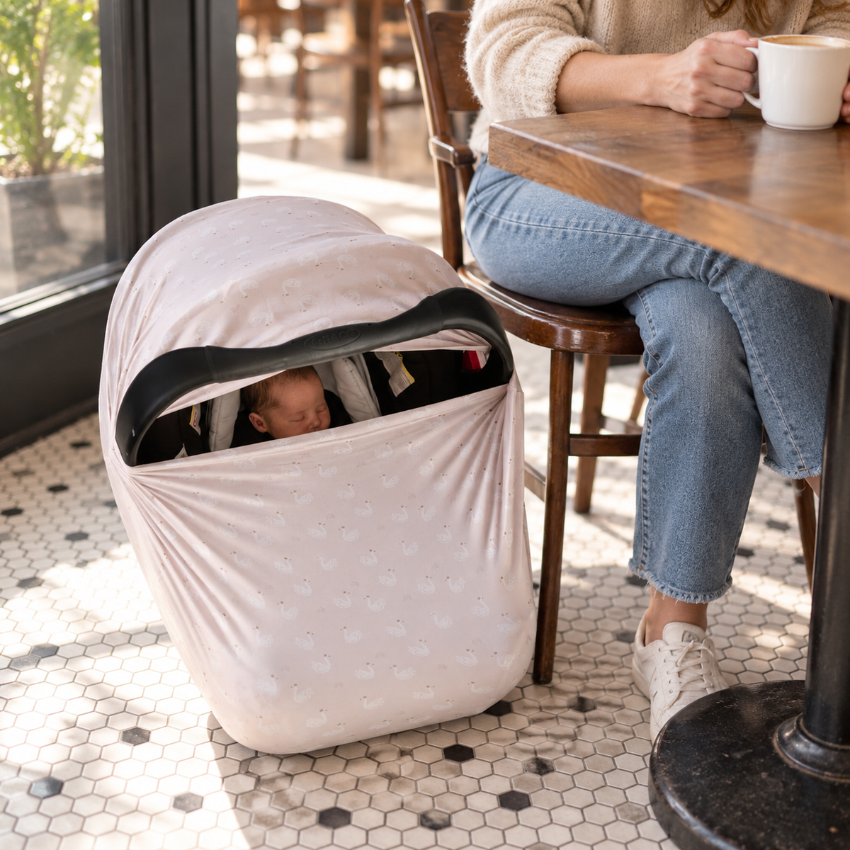 5 in 1 Multi Use Cover - Swan Princess - Capsule Cover, Highchair Cover, Shopping Trolley Cover, Breastfeeding Cover, Nursing Scarf - modandtod.com