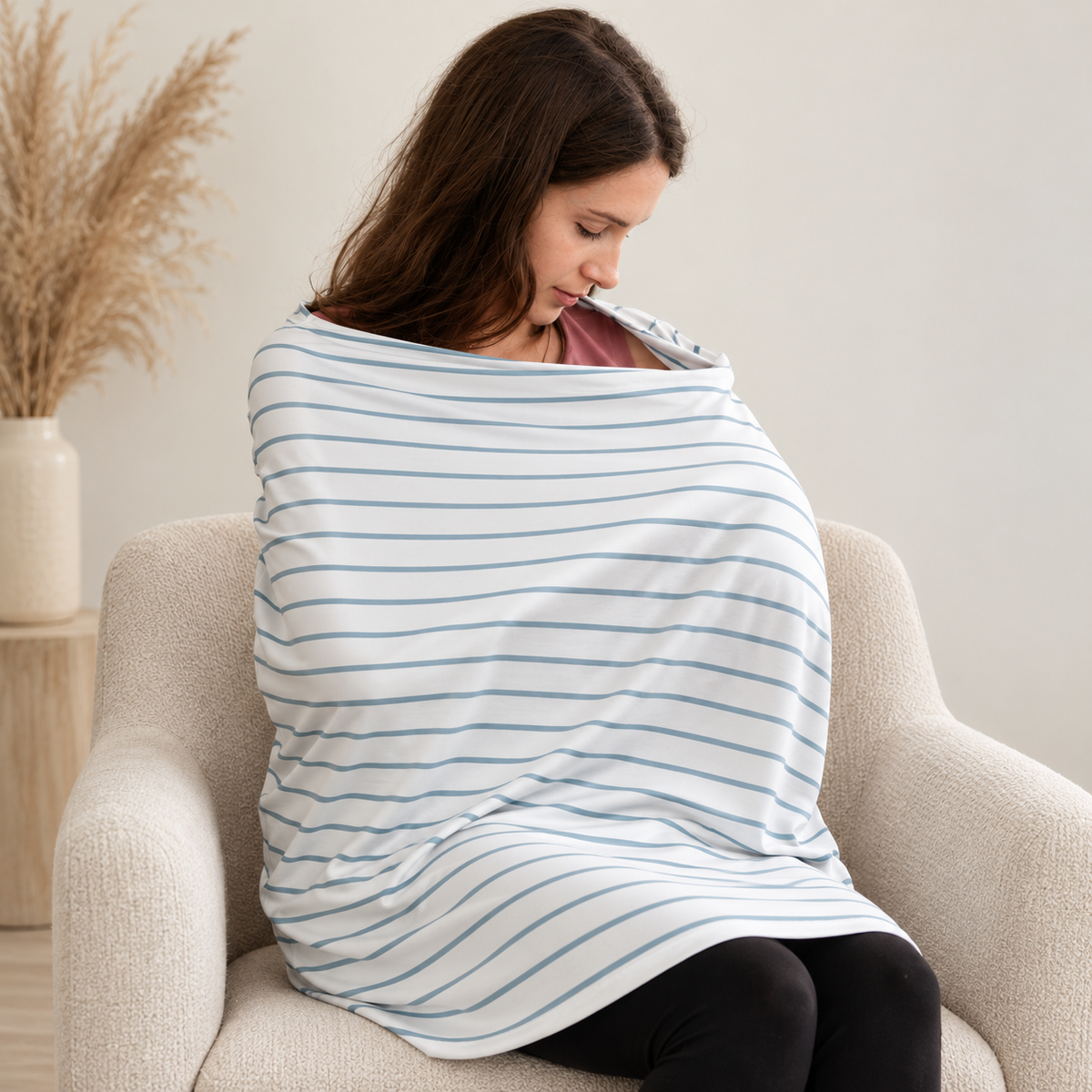 5 in 1 Multi Use Cover - Seaside Stripes - Capsule Cover, Highchair Cover, Shopping Trolley Cover, Breastfeeding Cover, Nursing Scarf - modandtod.com