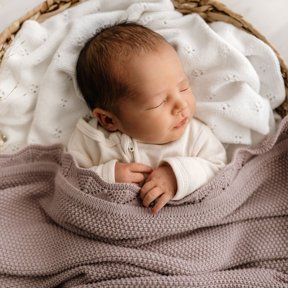 MOD AND TOD Baby Heirloom Blanket | Scalloped Edge - Rosewood - Organic Cotton | www.modandtod.com