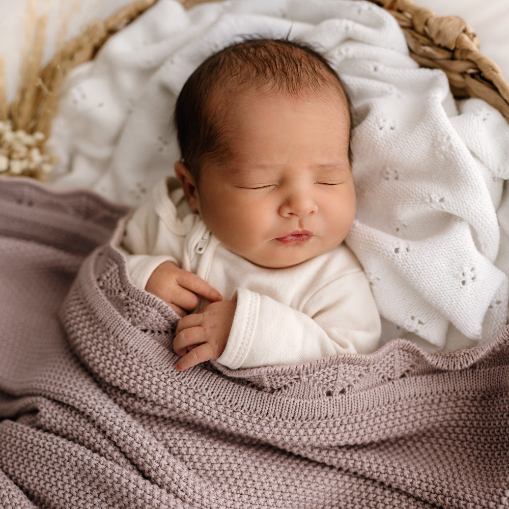 MOD AND TOD Baby Heirloom Blanket | Scalloped Edge - Rosewood - Organic Cotton | www.modandtod.com