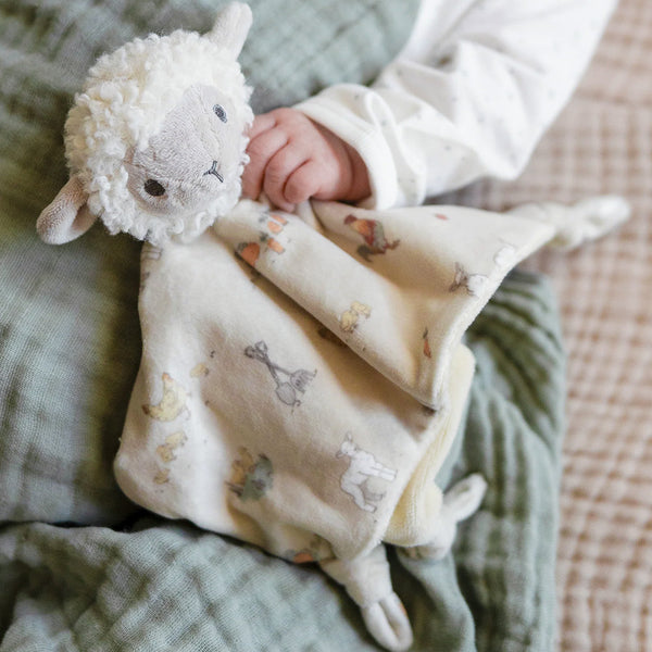 The Little Linen Company Baby Comforter Toy - Farmyard Lamb for newborn baby and toddler