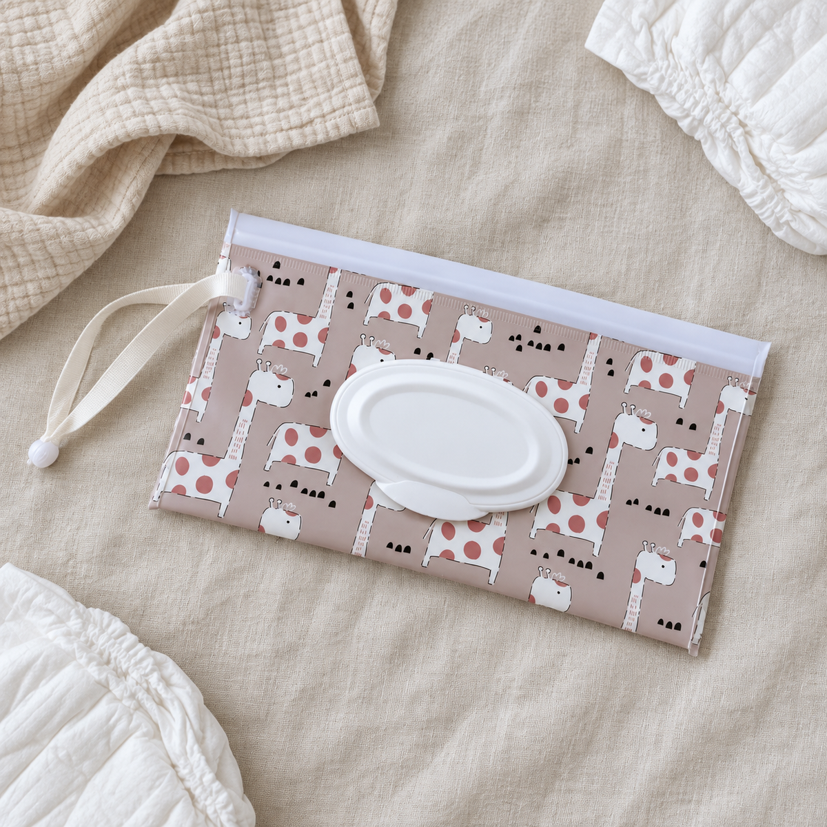 River & Oak Trading Reusable Wet Wipes Pouch | Giraffe Giggles | modandtod.com