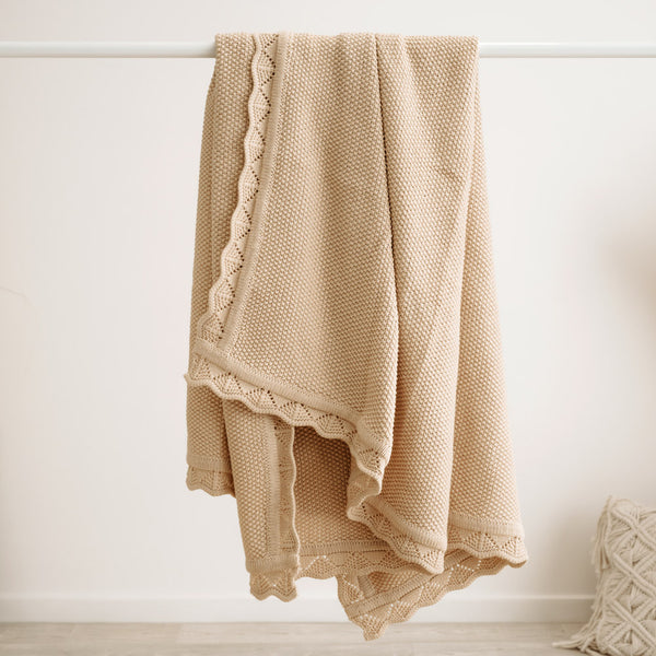 Baby Heirloom Blanket | Scalloped Edge - Latte Organic Cotton modandtod.com