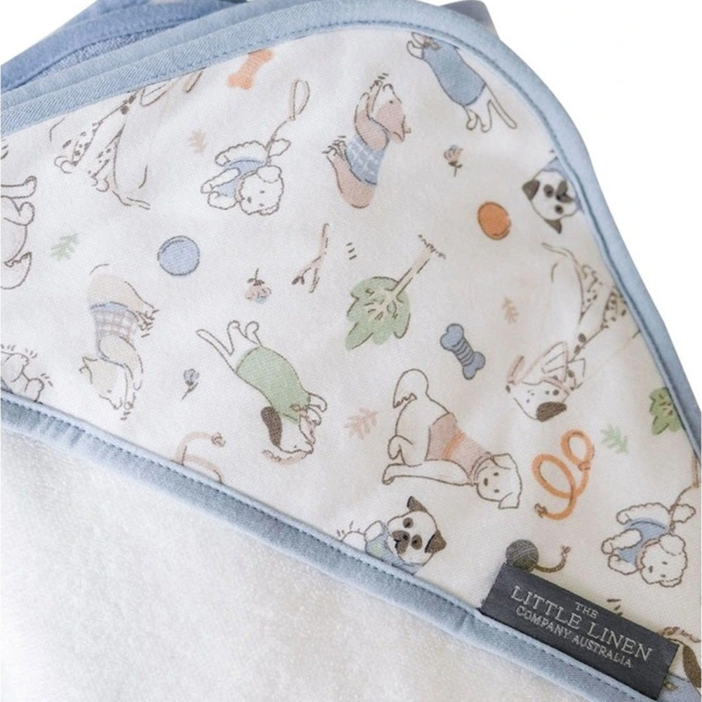 The Little Linen Company Baby Hooded Towel 2 Pack - Barklife Dog for baby bath time
