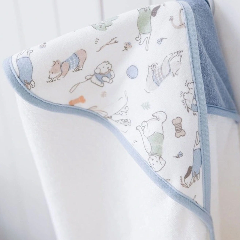 The Little Linen Company Baby Hooded Towel 2 Pack - Barklife Dog for baby bath time