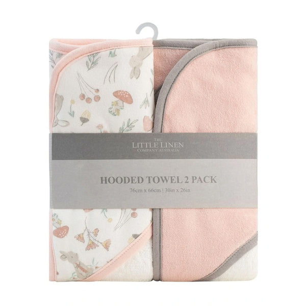 The Little Linen Company Baby Hooded Towel 2 Pack - Harvest Bunny for newborn baby bath time