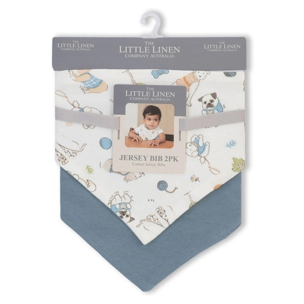 The Little Linen Company Jersey Baby Bib 2 Pack - Barklife Dog for baby and toddler