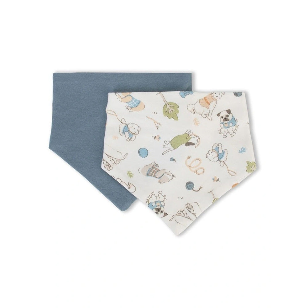 The Little Linen Company Jersey Baby Bib 2 Pack - Barklife Dog for baby and toddler