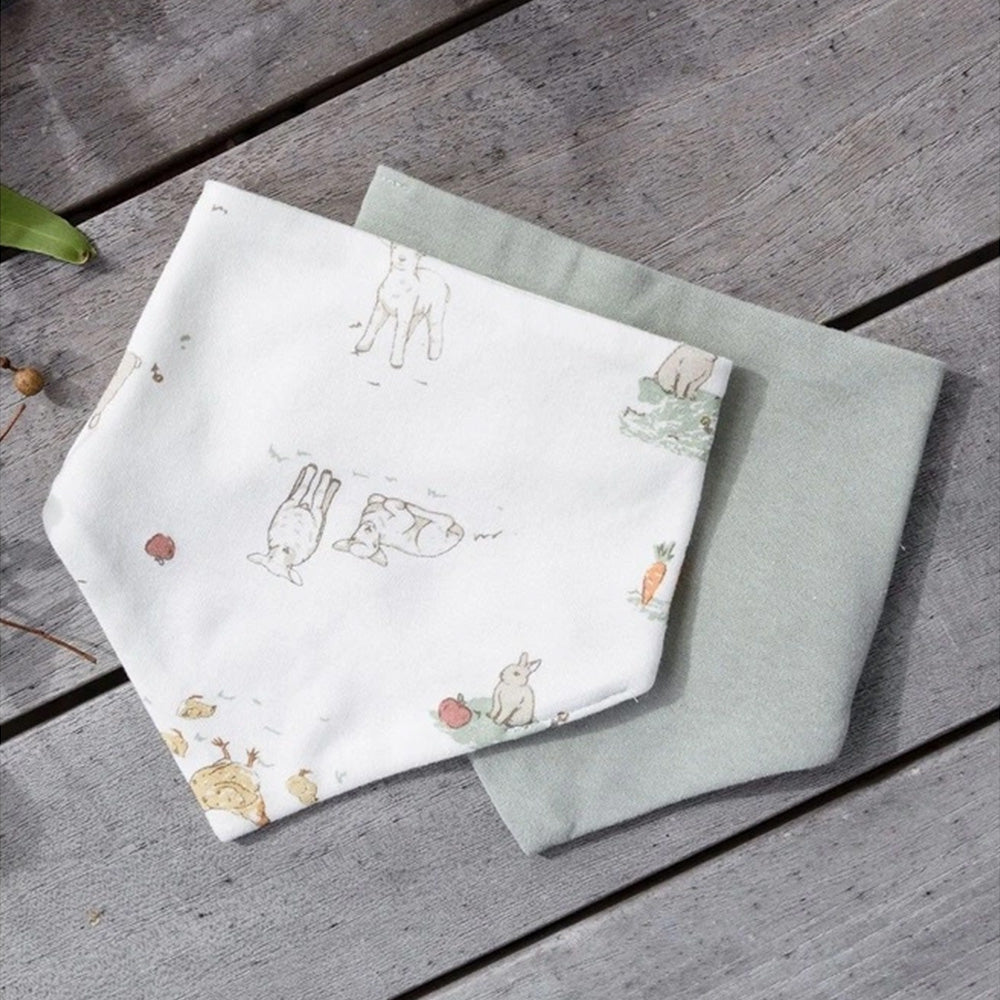 The Little Linen Company Jersey Baby Bib 2 Pack - Farmyard Lamb for baby and toddler