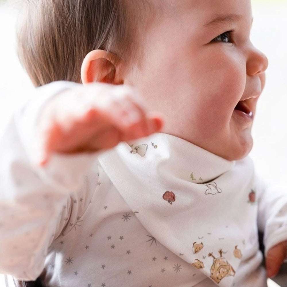 The Little Linen Company Jersey Baby Bib 2 Pack - Farmyard Lamb for baby and toddler