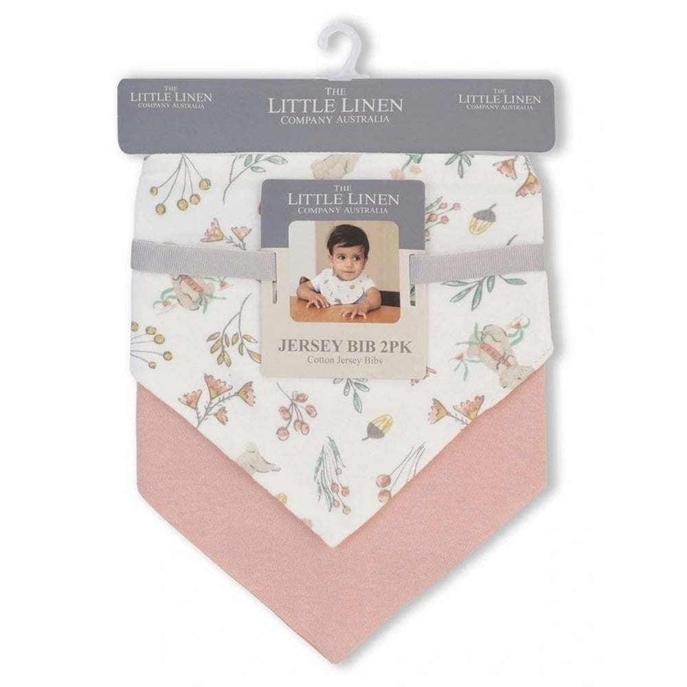 The Little Linen Company Jersey Baby Bib 2 Pack - Harvest Bunny for baby and toddler