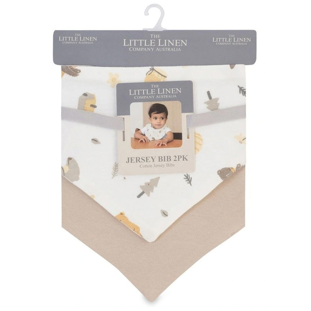 The Little Linen Company Jersey Baby Bib 2 Pack - Nectar Bear for baby and toddler