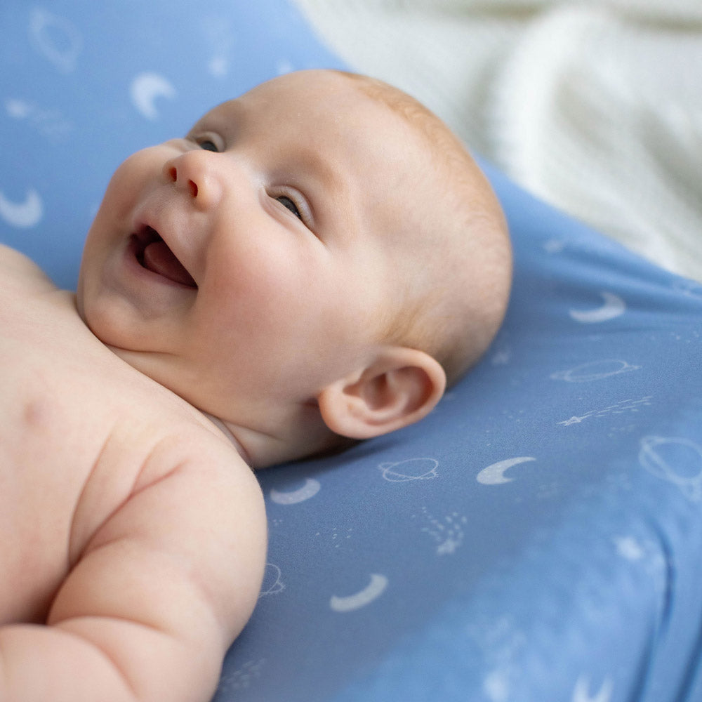 MOD AND TOD Baby Fitted Bassinet Sheet & Change Mat Cover | Galaxy Quest | modandtod.com