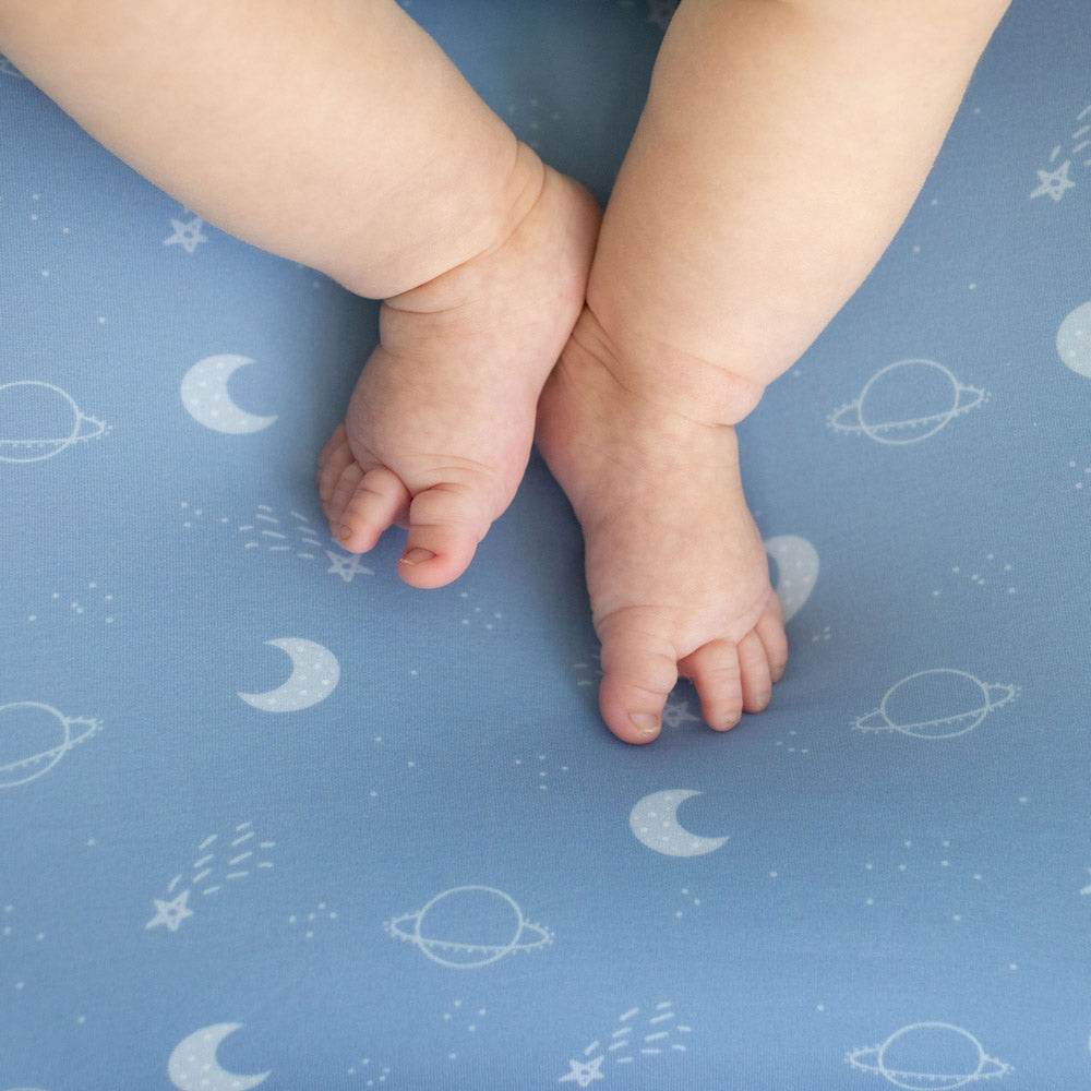 MOD AND TOD Baby Fitted Bassinet Sheet & Change Mat Cover | Galaxy Quest | modandtod.com