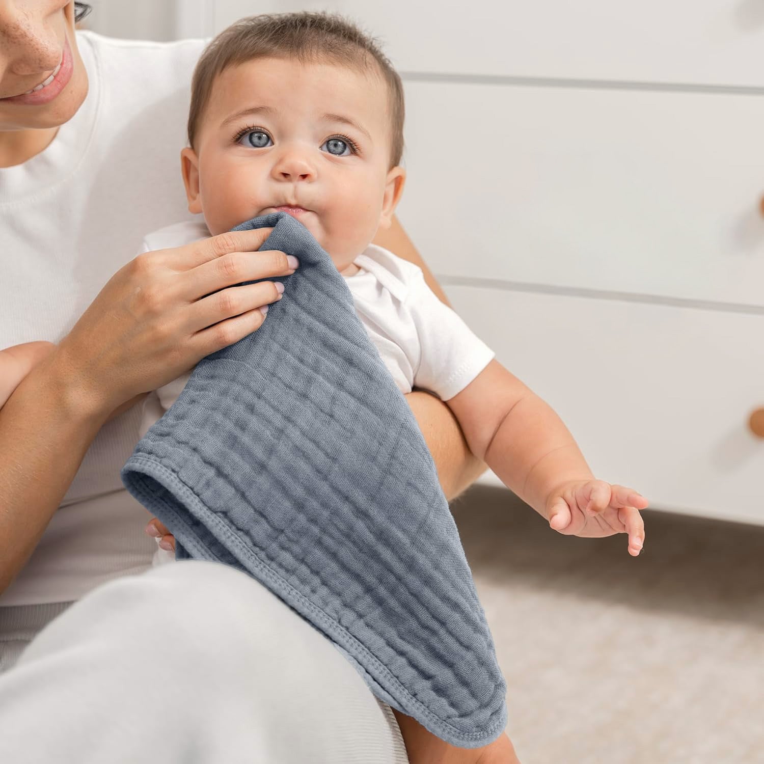 Muslin Burp Cloth 2pk - Dusty Blue for baby. MOD & TOD