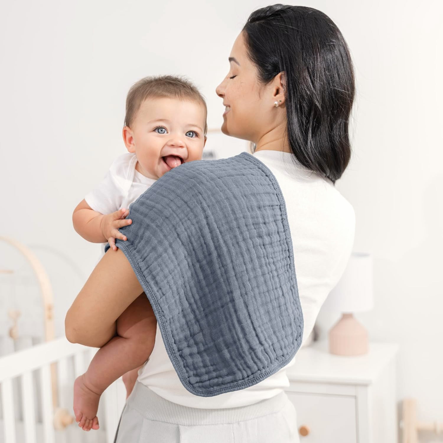 Muslin Burp Cloth 2pk - Dusty Blue for baby. MOD & TOD