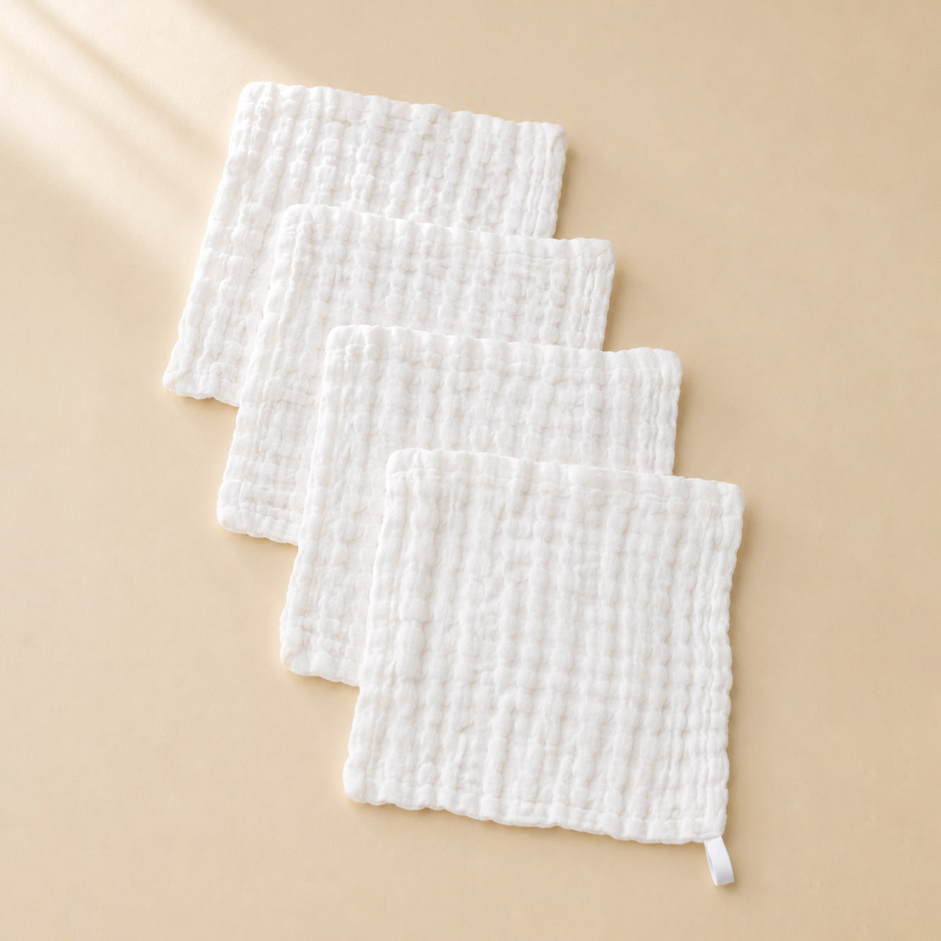 River & Oak Trading Baby Cotton Muslin Wash Cloths 4 Pack - White | modandtod.com