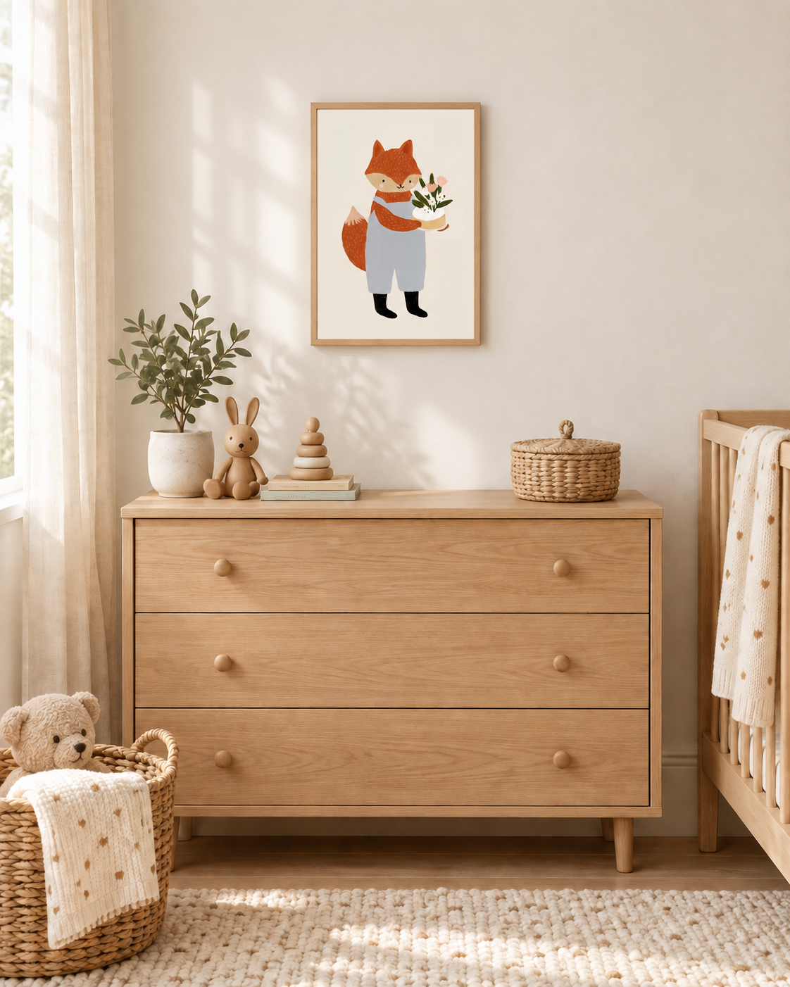 Wall Print Foxy's Flower Delivery | Baby Nursery | Children's Bedroom Decor Art | modandtod.com