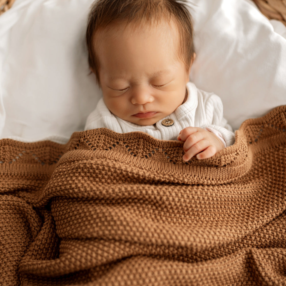 MOD AND TOD Baby Heirloom Blanket | Scalloped Edge - Cinnamon - Organic Cotton | www.modandtod.com