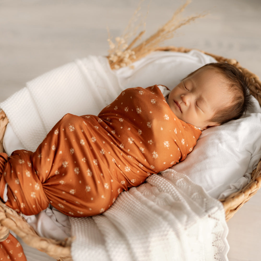 MOD AND TOD Baby Stretchy Swaddle | Honey Blossom | Organic Cotton | modandtod.com