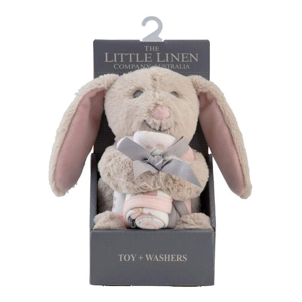 The Little Linen Company Soft Plush Baby Toy & Face Washers - Harvest Bunny for baby
