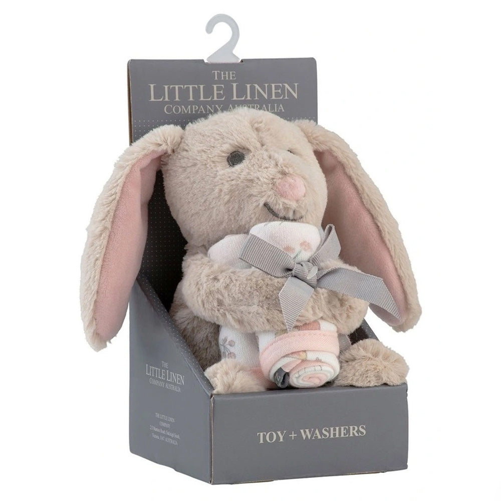 The Little Linen Company Soft Plush Baby Toy & Face Washers - Harvest Bunny for baby