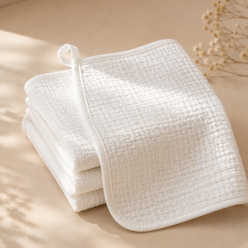River & Oak Trading Baby Cotton Muslin Wash Cloths 4 Pack - White | modandtod.com
