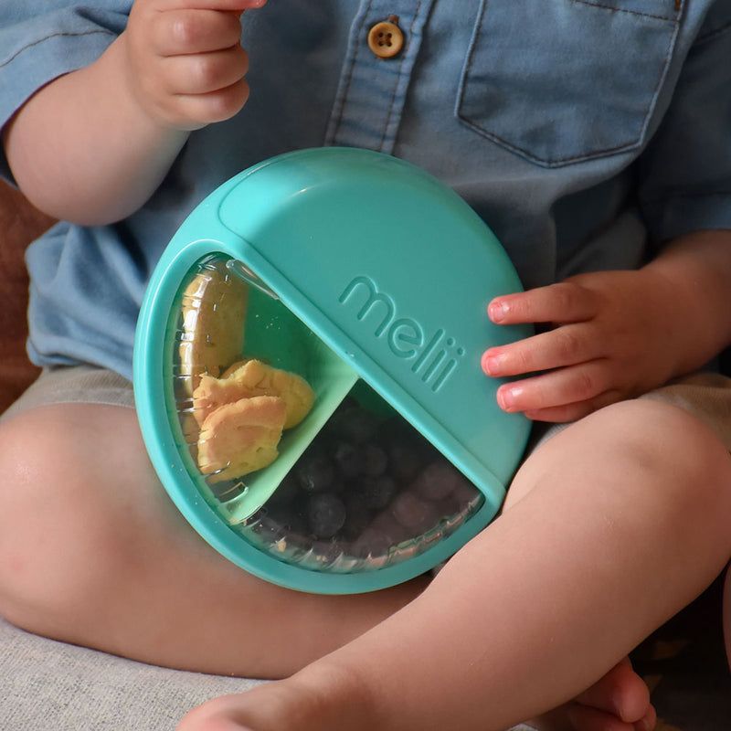 Melii Spin Snack Container | Blue Mint for toddler and kids