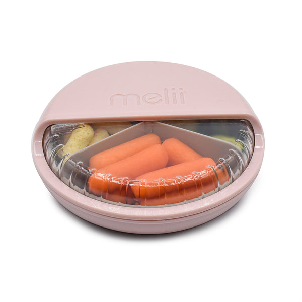 Melii Spin Snack Container | Pink Grey for toddler and kids