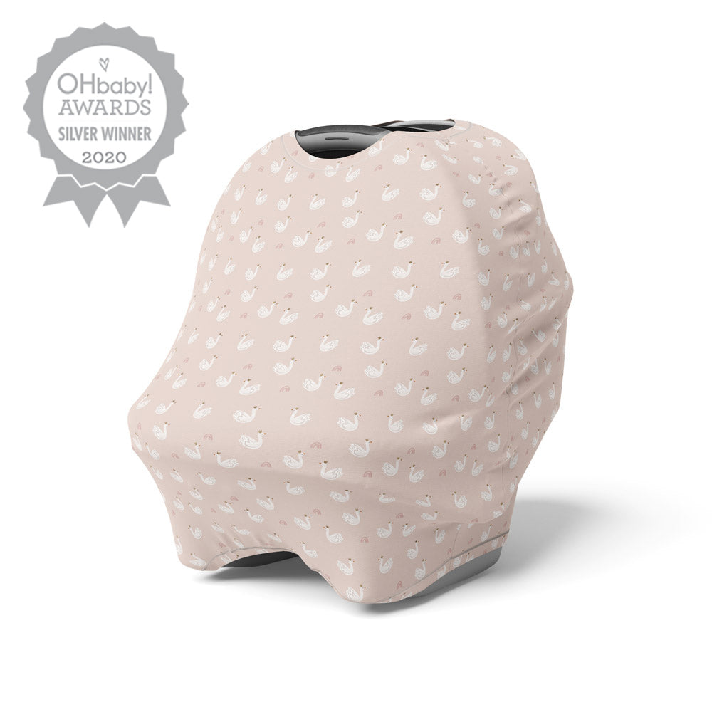 5 in 1 Multi Use Cover - Swan Princess - Capsule Cover, Highchair Cover, Shopping Trolley Cover, Breastfeeding Cover, Nursing Scarf - modandtod.com