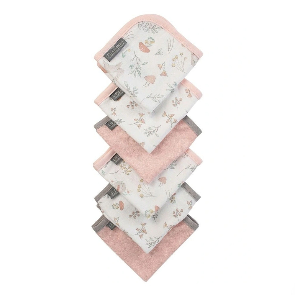 The Little Linen Company Towelling Washer 6 Pack - Harvest Bunny for baby and toddler bath time