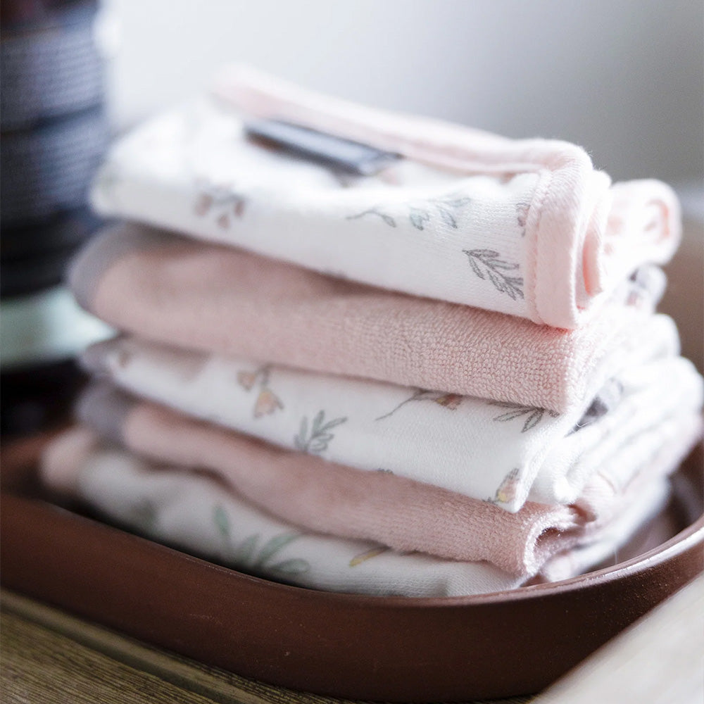 The Little Linen Company Towelling Washer 6 Pack - Harvest Bunny for baby and toddler bath time